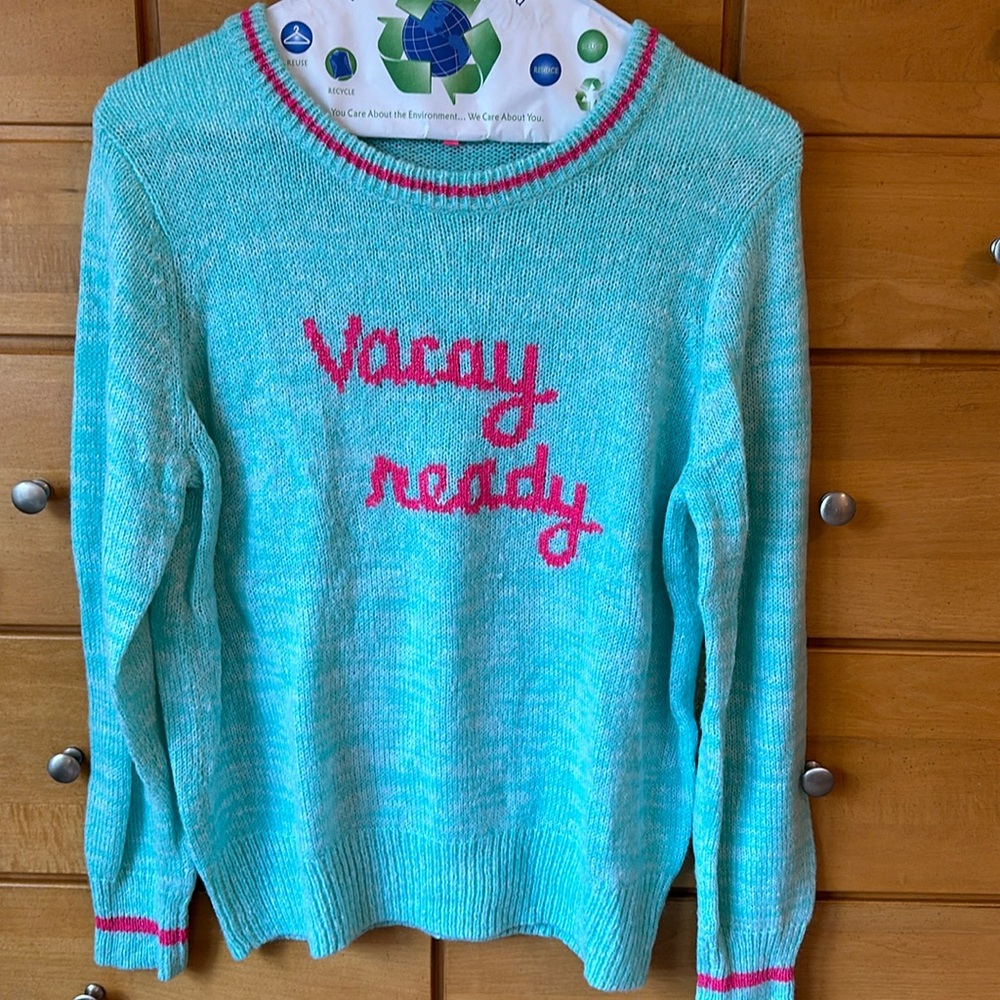 Lilly Pulitzer Aqua and Pink Sweater